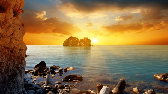 rocks-beach-sea-sun-rays-light-sunset-hope